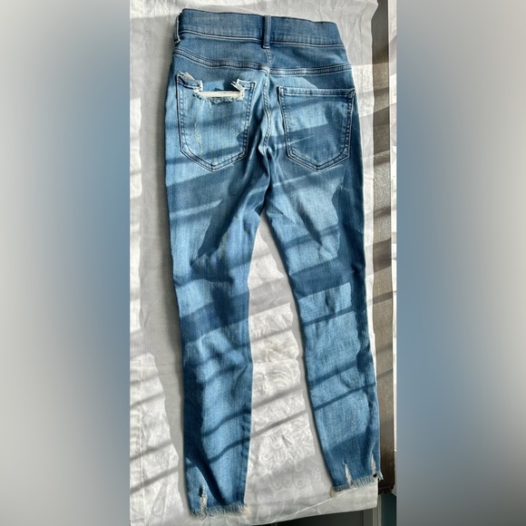 NWT Express high rise ankle distressed denim legging 0S 0 Short - Picture 4 of 6